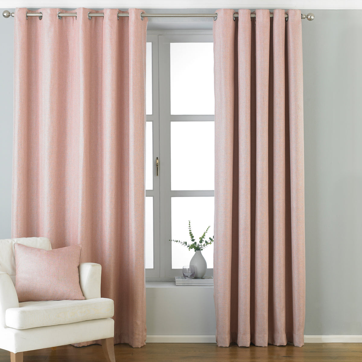 Atlantic 229X137 Eyelet Curtains Blush