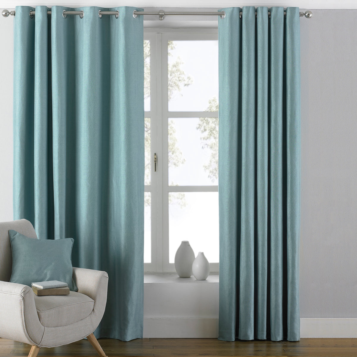 Atlantic 229X137 Eyelet Curtains Duck Egg