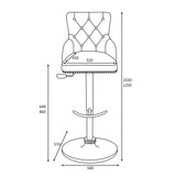 Arddun Brushed Velet Bar Stool dimensions