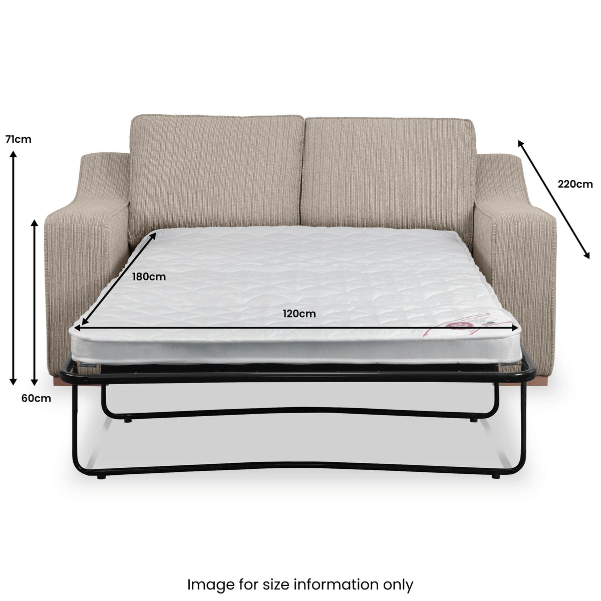 Ashow Beige 2 Seater Sofabed Dimensions by Roseland Furniture