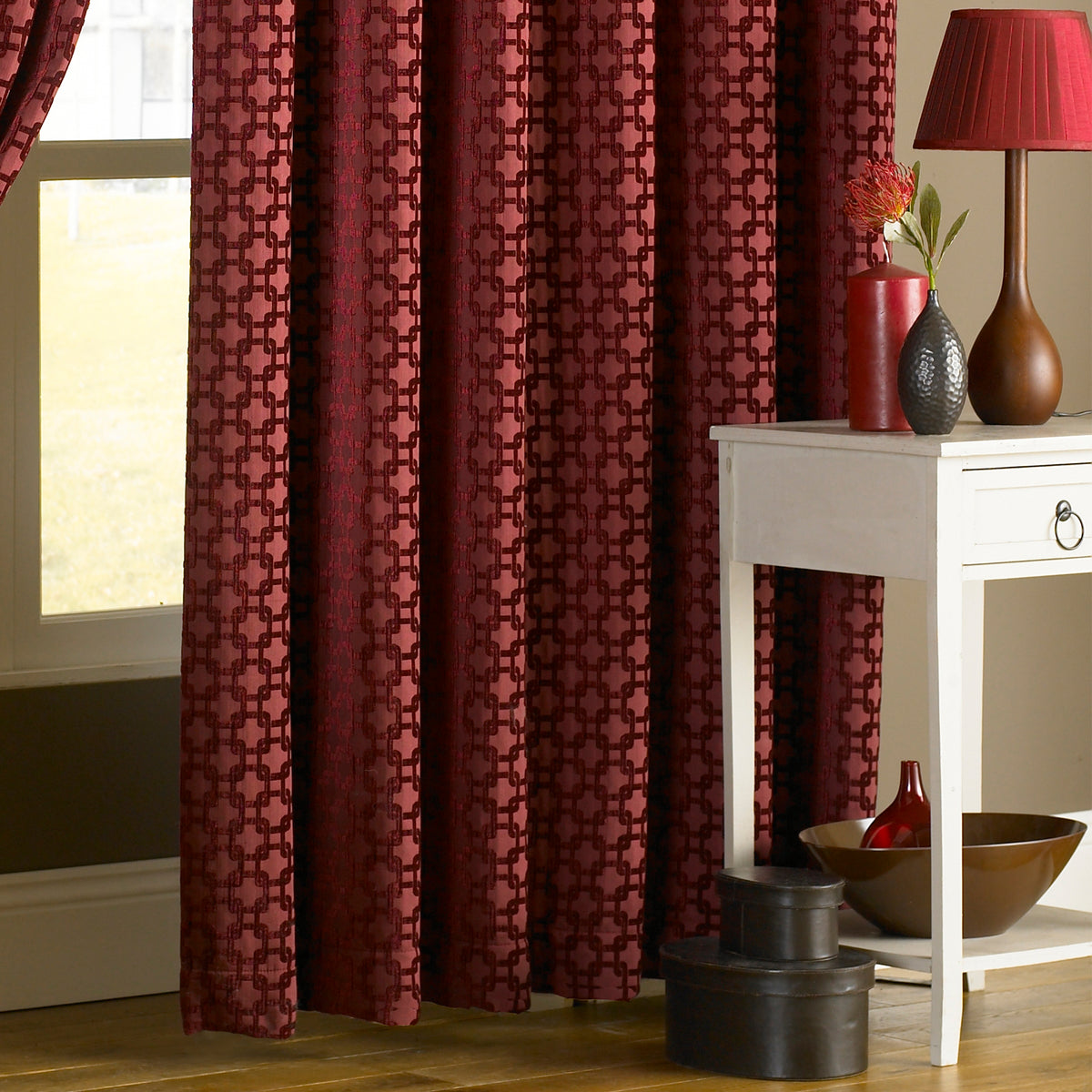 Belmont 229X229 Pencil Pleat Curtains Claret