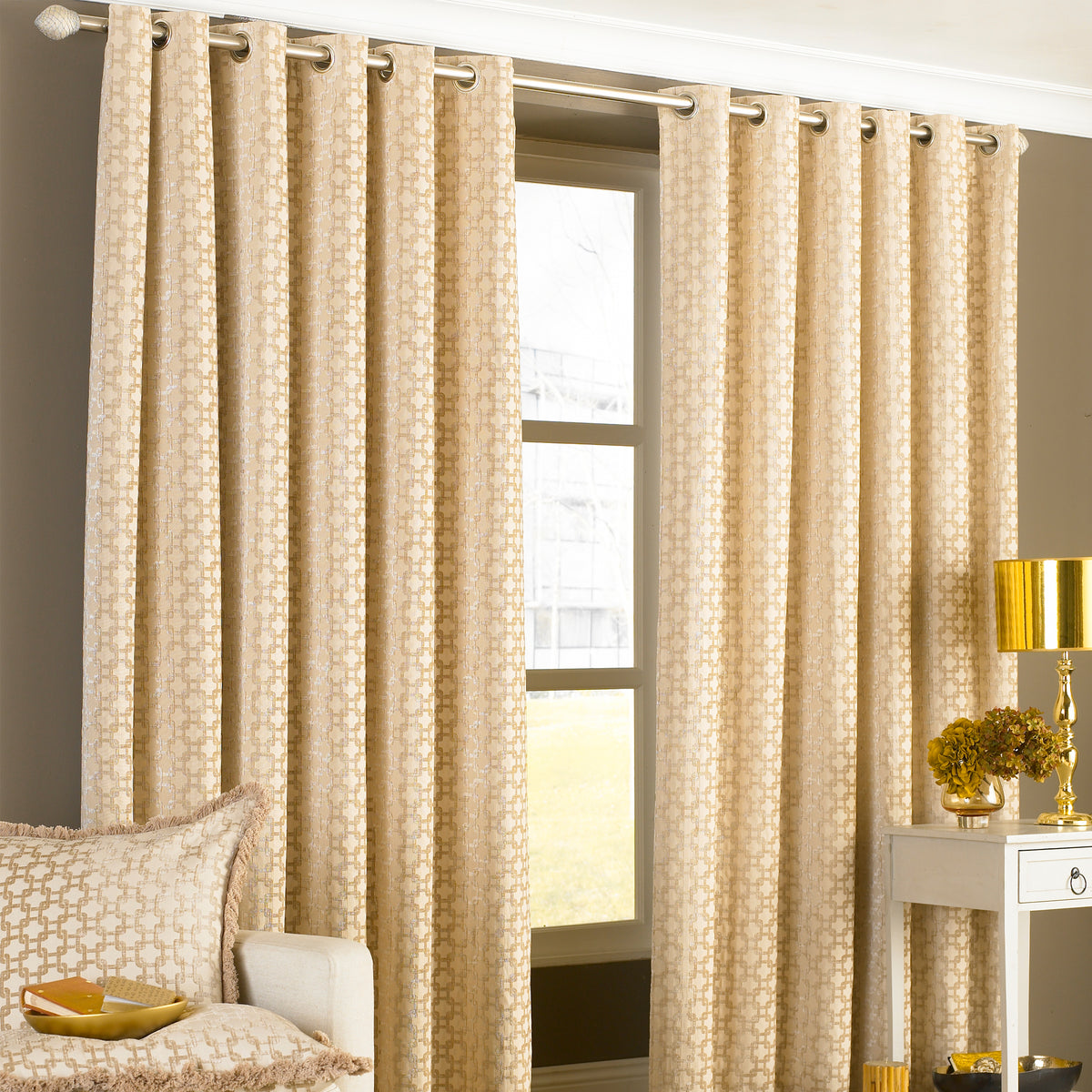 Belmont 168X183 Eyelet Curtains Beige