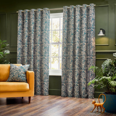 Bengal Lined Chenille Eyelet Curtains