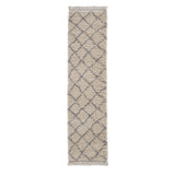 Cream Willow Shaggy Tasselled Diamond Runner Rug from Roseland Furniture