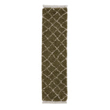 Green Willow Shaggy Tasselled Diamond Runner Rug from Roseland Furniture