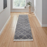 Grey Willow Shaggy Tasselled Diamond Runner Rug from Roseland Furniture