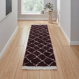 Purple Willow Shaggy Tasselled Diamond Runner Rug from Roseland Furniture