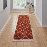 Rust Willow Shaggy Tasselled Diamond Runner Rug from Roseland Furniture