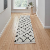 Black Willow Shaggy Tasselled Diamond Runner Rug from Roseland Furniture