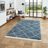 Blue Willow Shaggy Tasselled Diamond Rug from Roseland Furniture