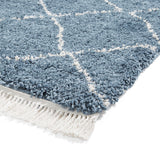 Blue Willow Shaggy Tasselled Diamond Rug from Roseland Furniture