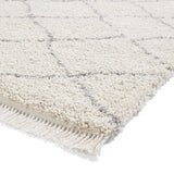 Cream Willow Shaggy Tasselled Diamond Rug from Roseland Furniture