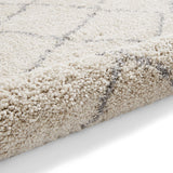 Cream Willow Shaggy Tasselled Diamond Rug from Roseland Furniture