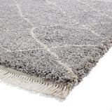 Grey Willow Shaggy Tasselled Diamond Rug from Roseland Furniture