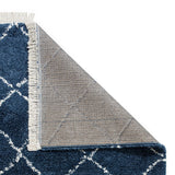 Navy Willow Shaggy Tasselled Diamond Rug from Roseland Furniture