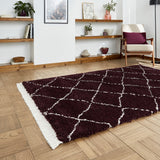 Purple Willow Shaggy Tasselled Diamond Rug from Roseland Furniture