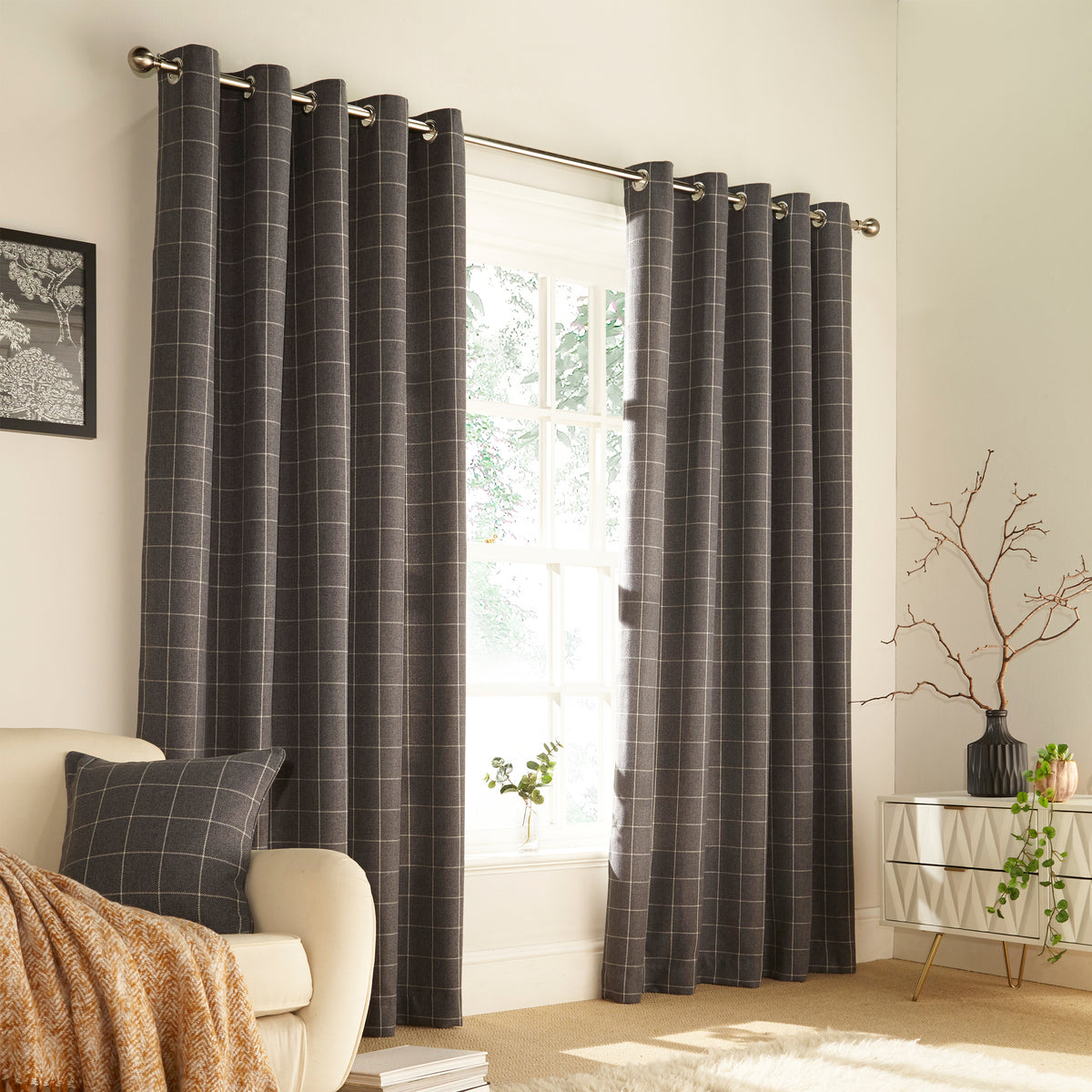 Ellis 229X137 Eyelet Curtains Grey