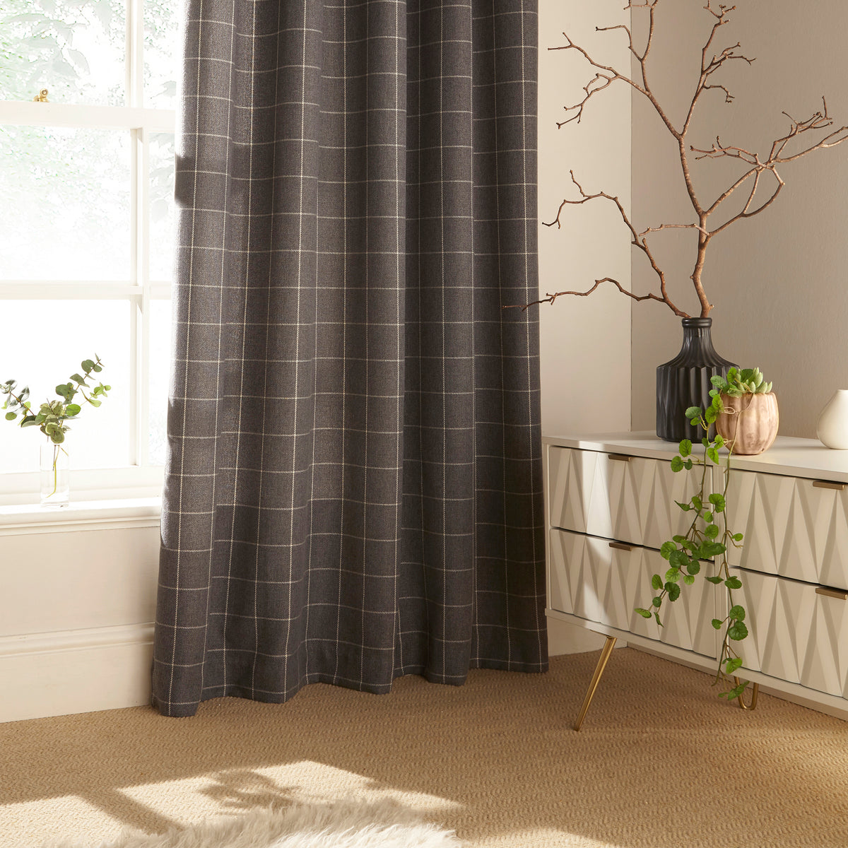 Ellis 229X137 Eyelet Curtains Grey