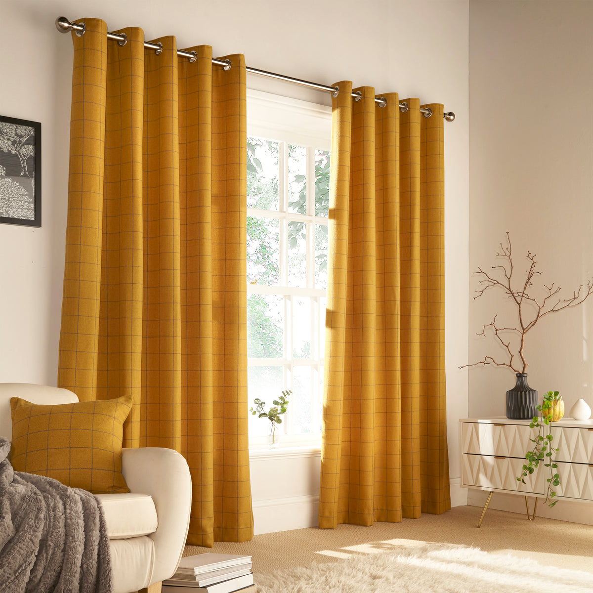 Ellis 229X137 Eyelet Curtains Ochre