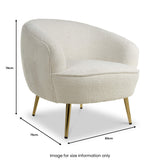 Elska White Boucle Tub Chair dimensions