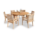 Roma FSC 150cm Table 6 Stacking Rope Chairs from Roseland Furniture