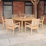 Roma FSC 150cm Table 6 Stacking Rope Chairs from Roseland Furniture