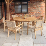 Roma FSC 150cm Table 6 Stacking Rope Chairs from Roseland Furniture