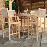 Roma FSC Bar 100cm High Table and 4 Rope Bar Stools from Roseland Furniture