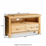 London Oak Corner TV Stand - Size guide