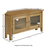 Alba Oak Corner TV Unit dimensions