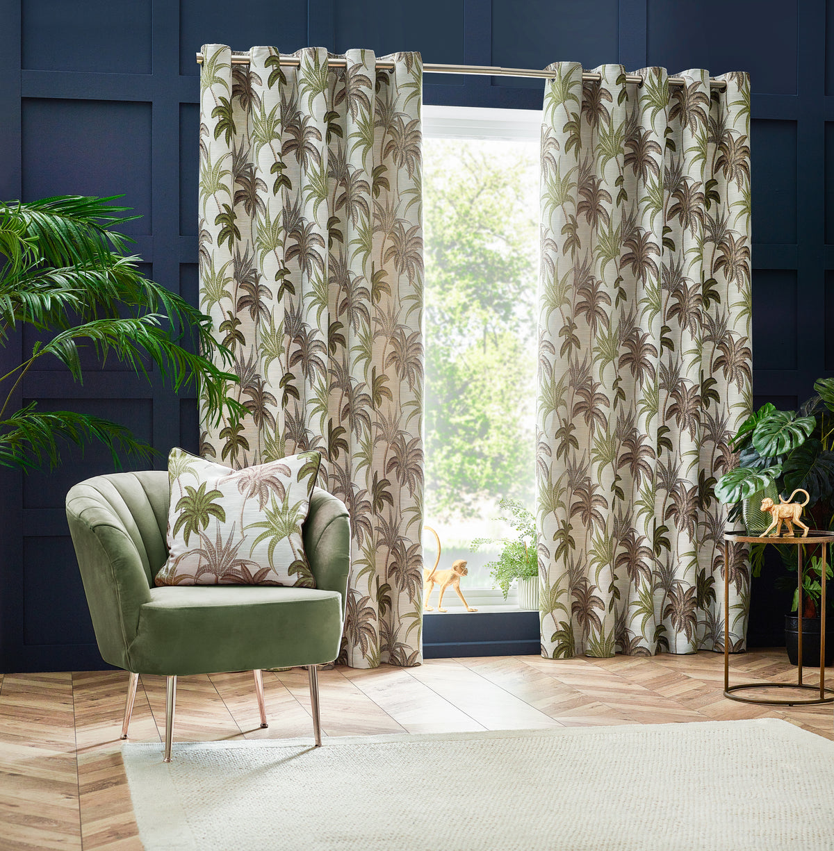 Galapagos 228X137 Eyelet Curtains Green