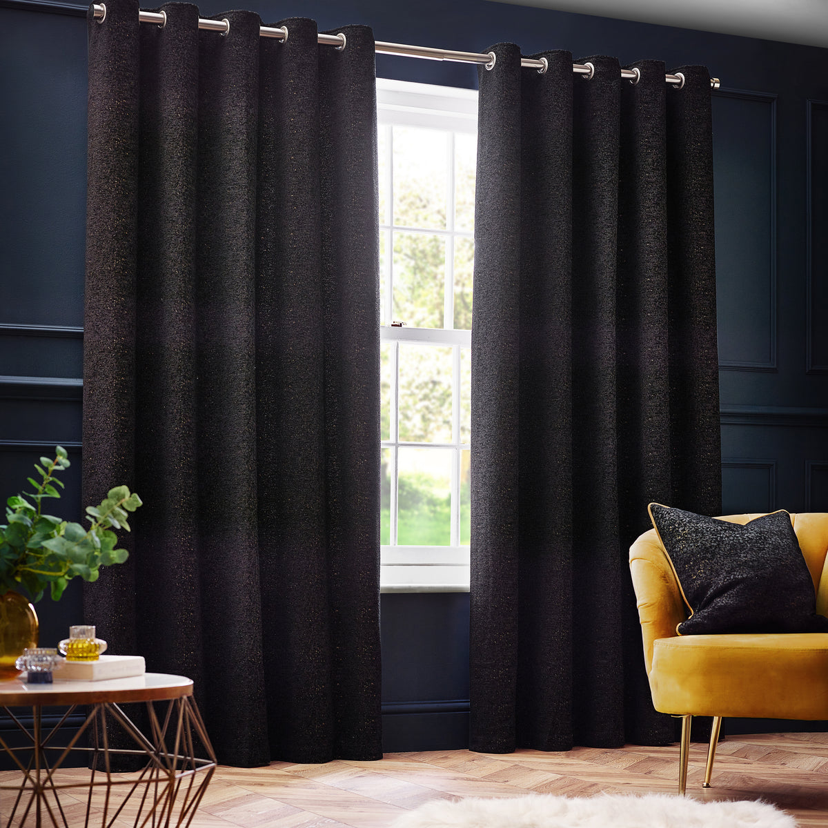 Galaxy 229X137 Eyelet Curtain Black