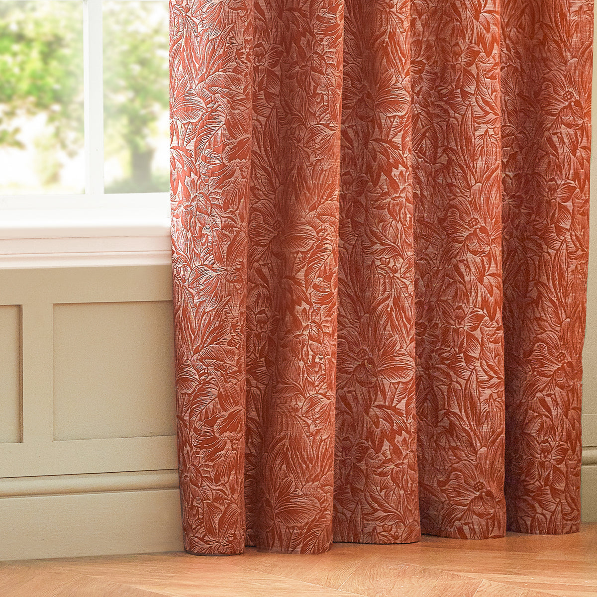 Grantley 117X137 Pencil Pleat Curtains Brick