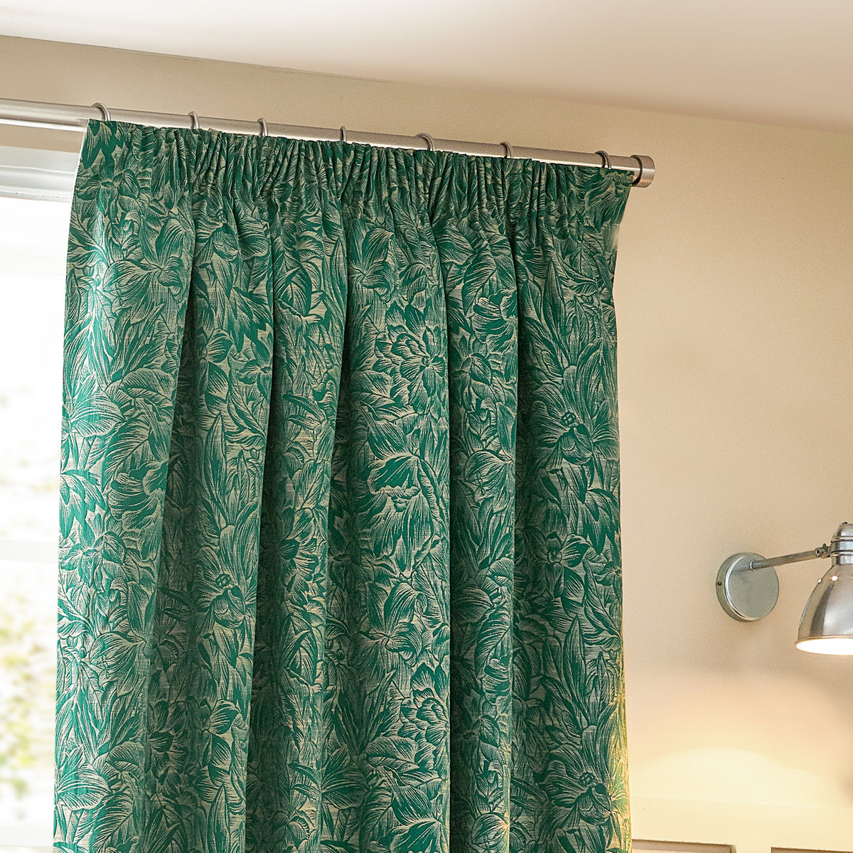 Grantley 117X137 Pencil Pleat Curtains Emerald