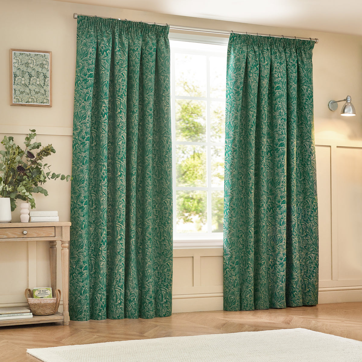 Grantley 117X137 Pencil Pleat Curtains Emerald