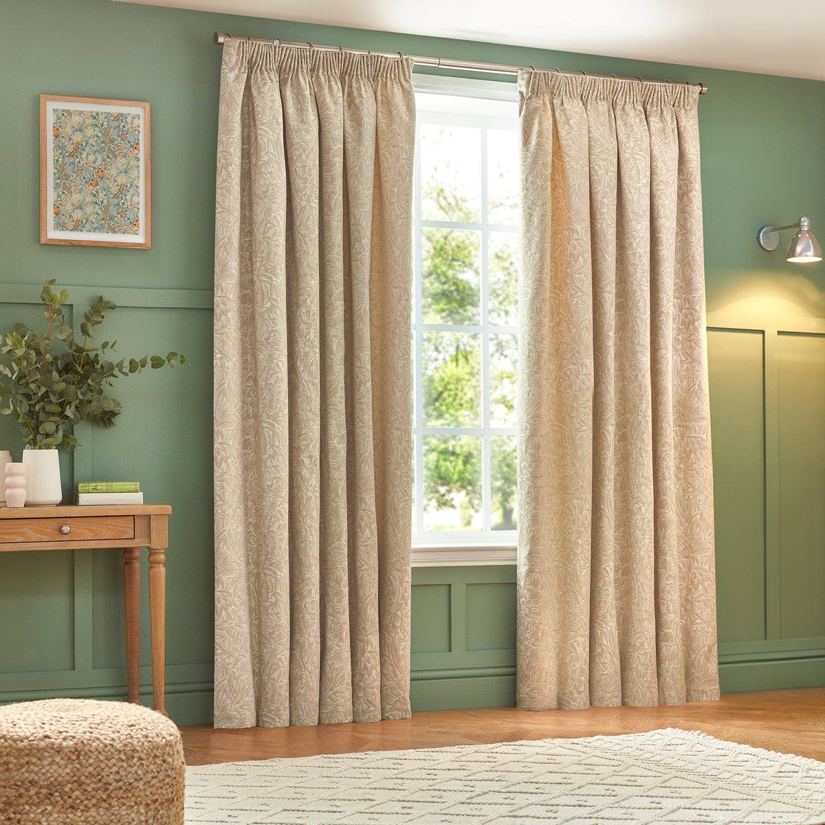 Grantley 117X137 Pencil Pleat Curtains Natural