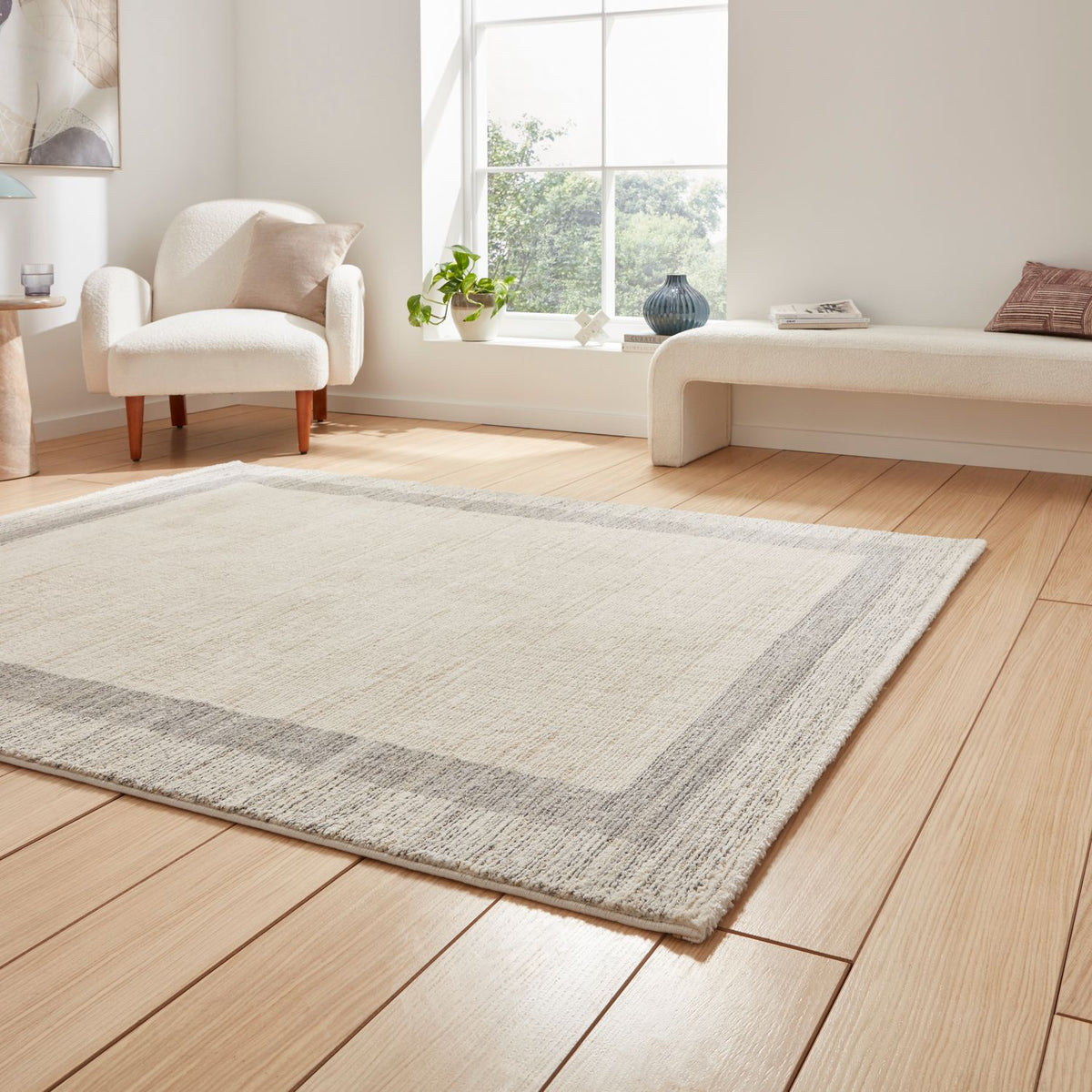 Beige Lambart Textured Short Pile Rug from Roseland Furniture