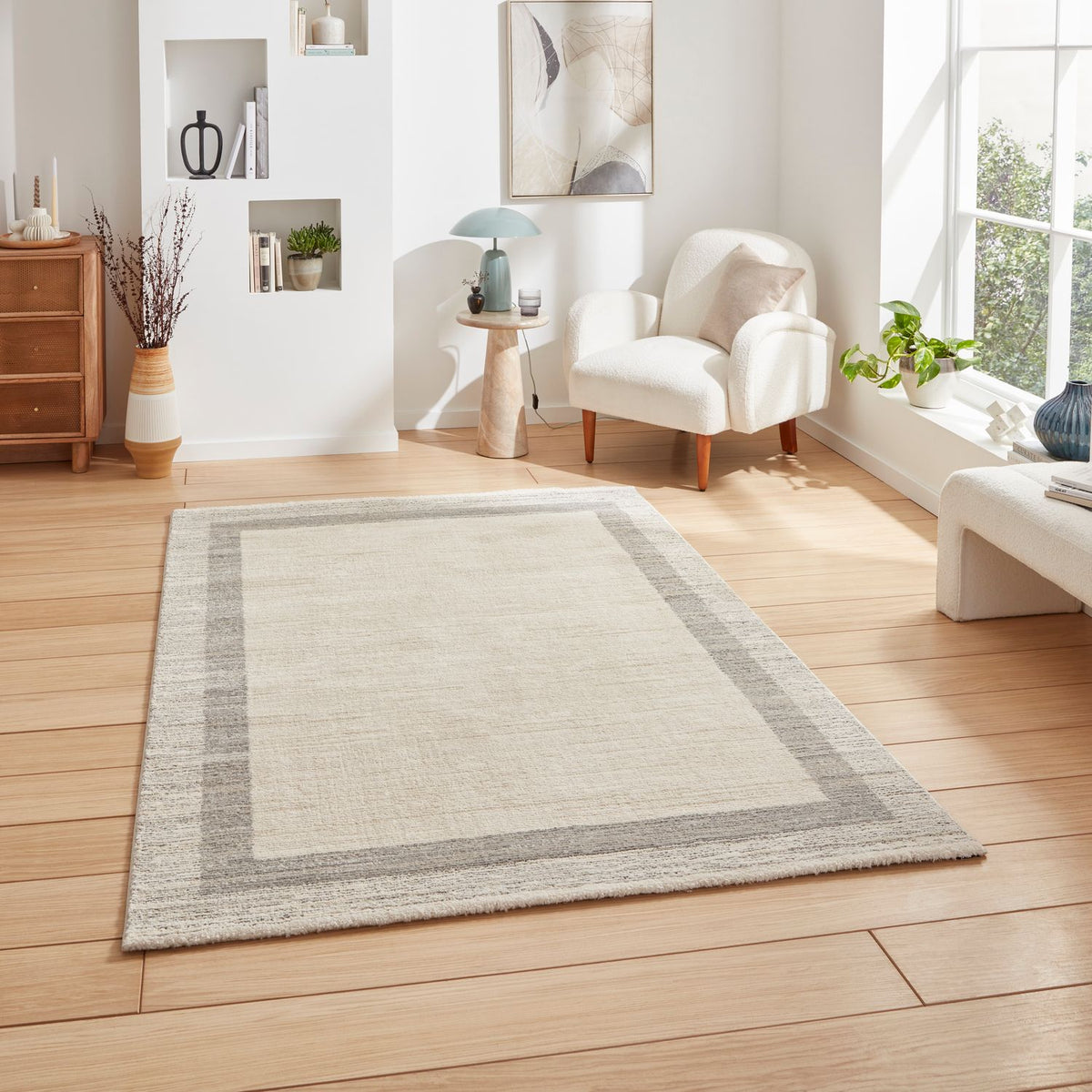 Beige Lambart Textured Short Pile Rug from Roseland Furniture