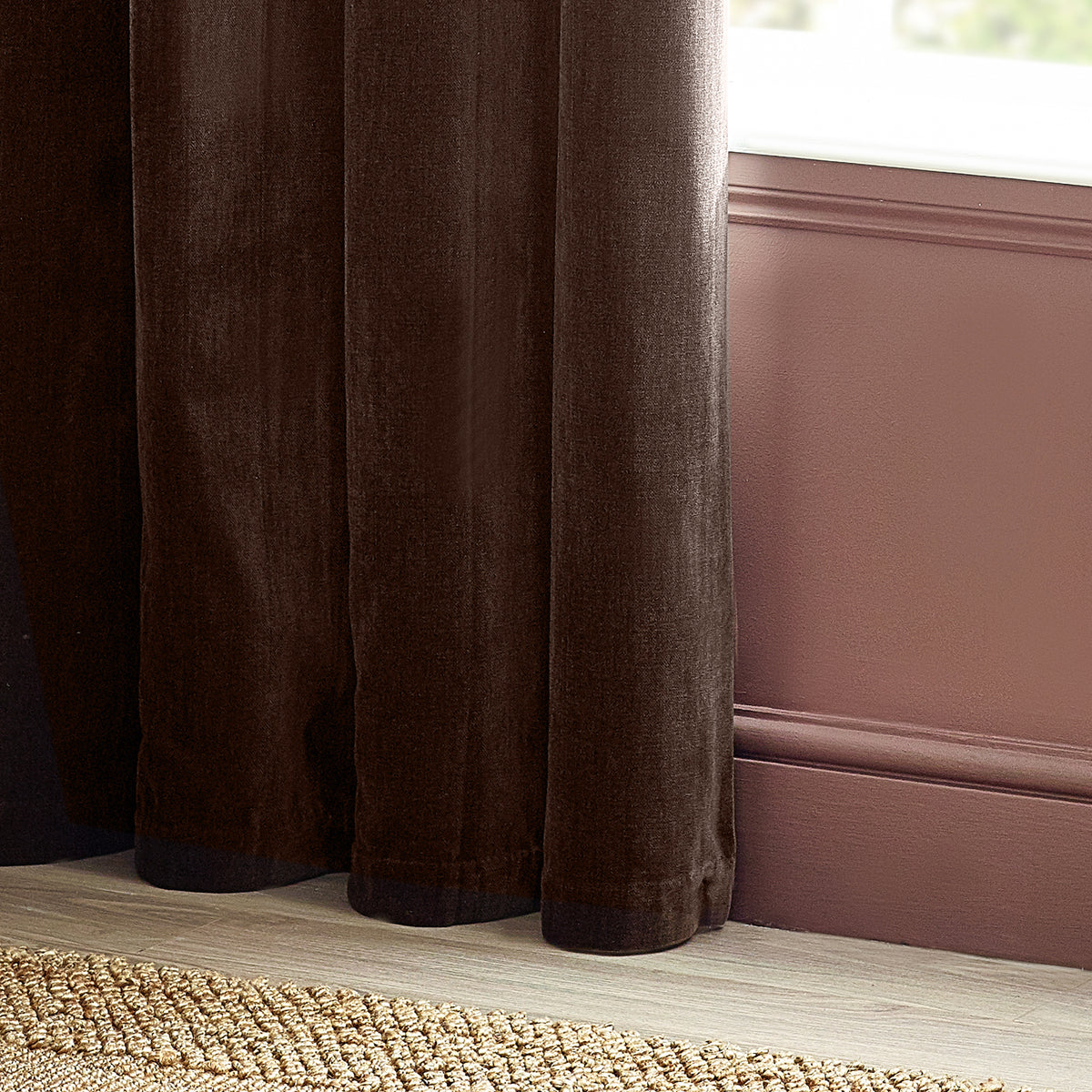 Heavy Chenille 229X137 Eyelet Curtain Brown