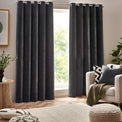 Heavy Chenille 229X137 Eyelet Curtain Charcoal