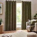 Heavy Chenille 229X137 Eyelet Curtain Olive