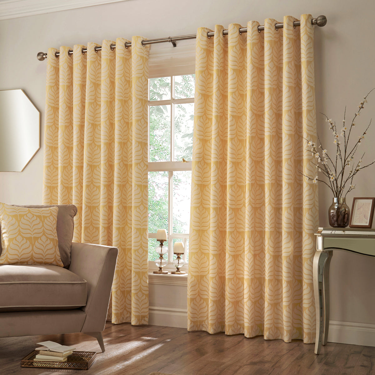 Horto 229X137 Eyelet Curtains Ochre