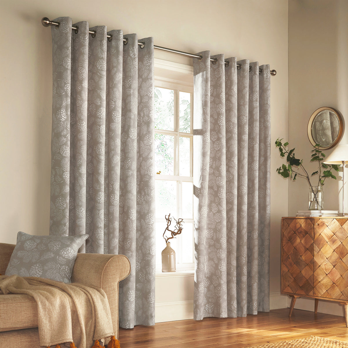 Irwin 168X137 Eyelet Curtains Stone