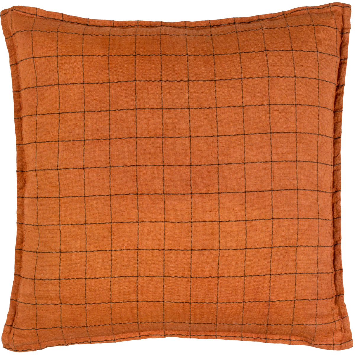 Linen Grid Check 50X50 Polyester Cushion Brick