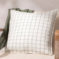 Linen Grid Check 50X50 Polyester Cushion Ecru