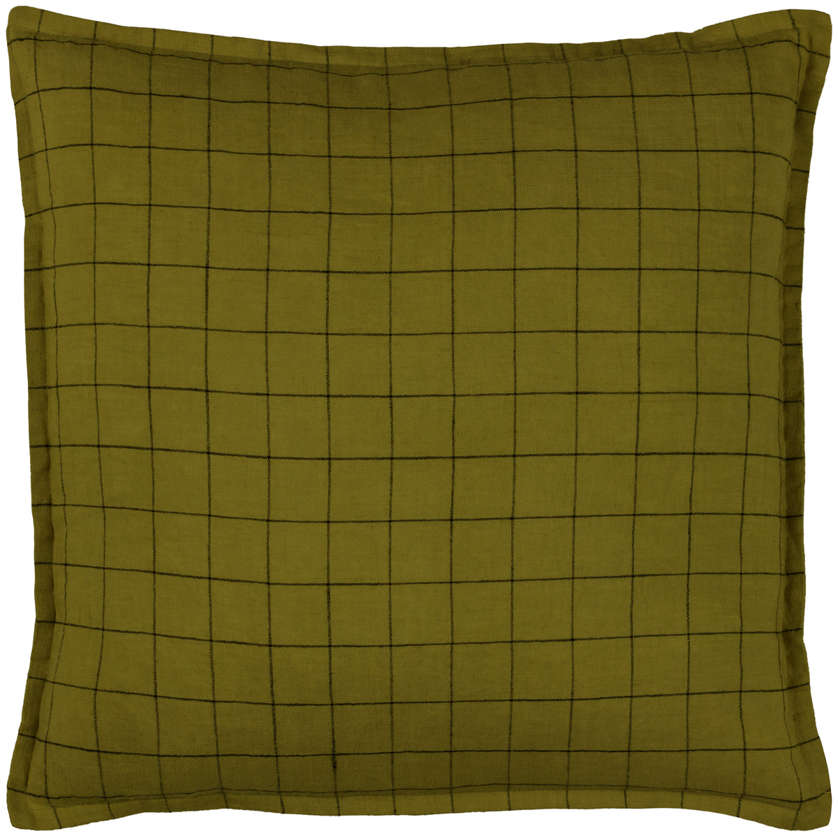 Linen Grid Check 50X50 Polyester Cushion Olive