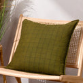 Linen Grid Check 50X50 Polyester Cushion Olive