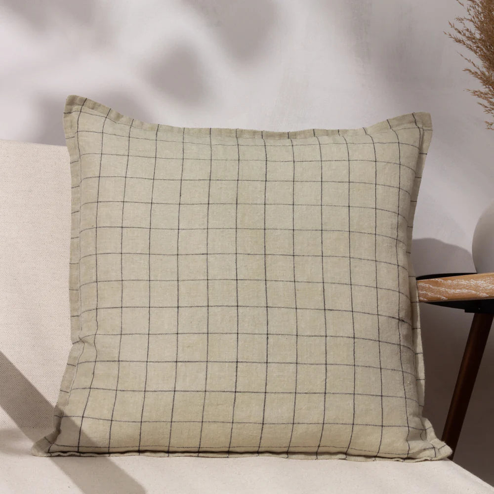 Linen Grid Check 50X50 Polyester Cushion Stone