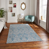 Blue Laurence Llewelyn-Bowen Ornate Metallic Rug from Roseland Furniture