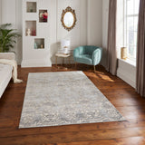 Grey Laurence Llewelyn-Bowen Ornate Metallic Rug from Roseland Furniture